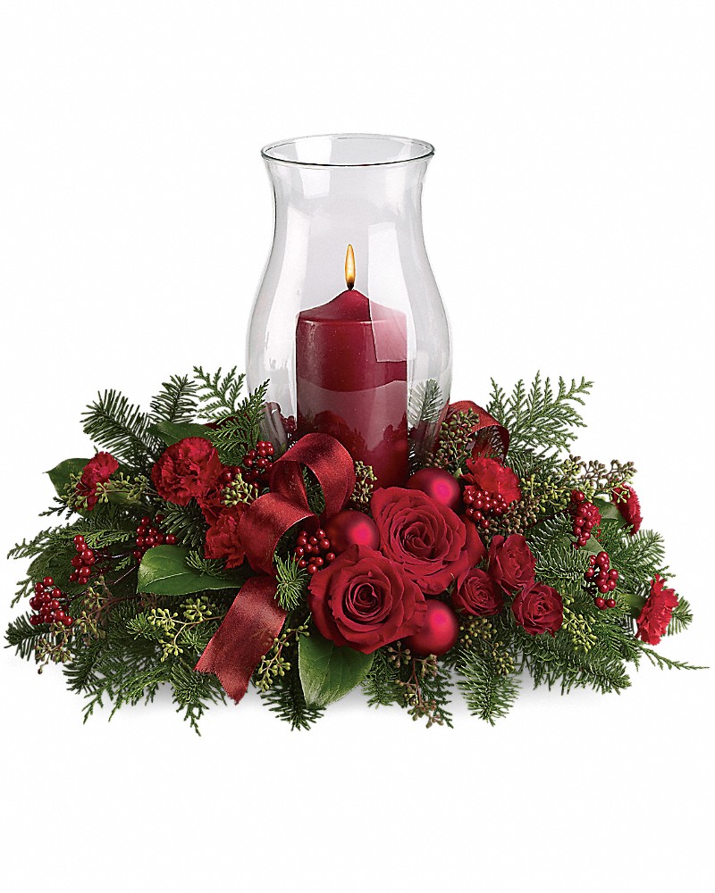 Holiday Glow Centerpiece Flower Arrangement