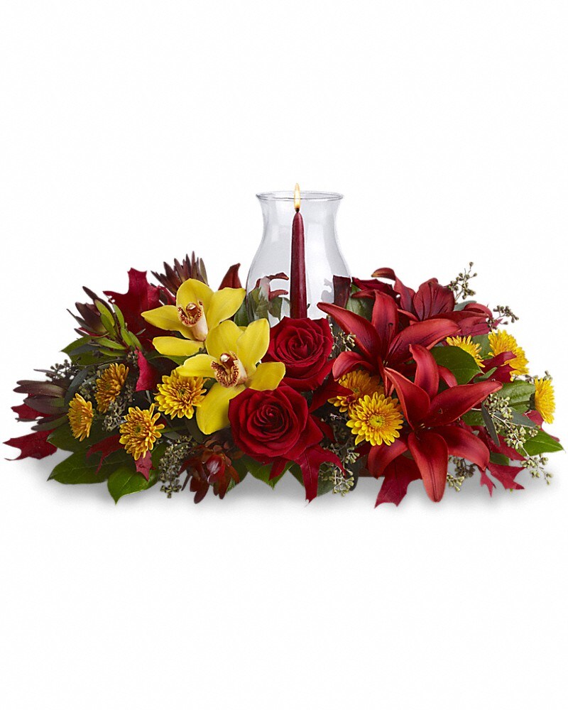 Glow of Gratitude Centerpiece Flower Arrangement