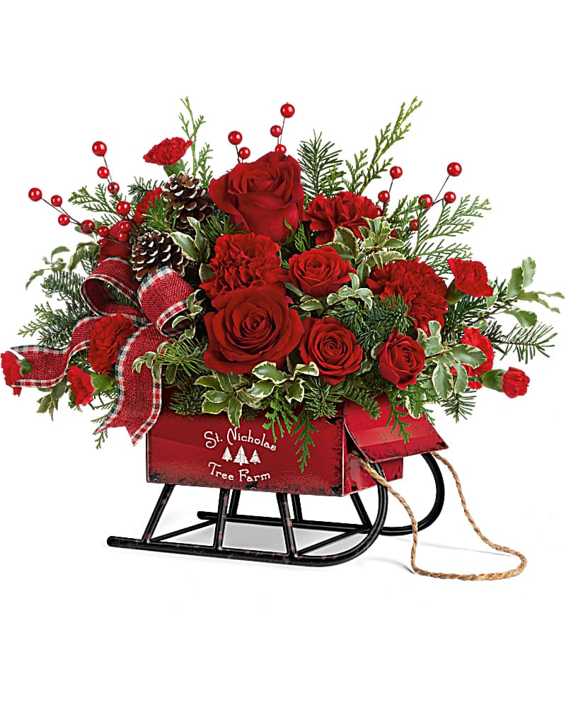 Teleflora's Rosy Sleigh Bouquet