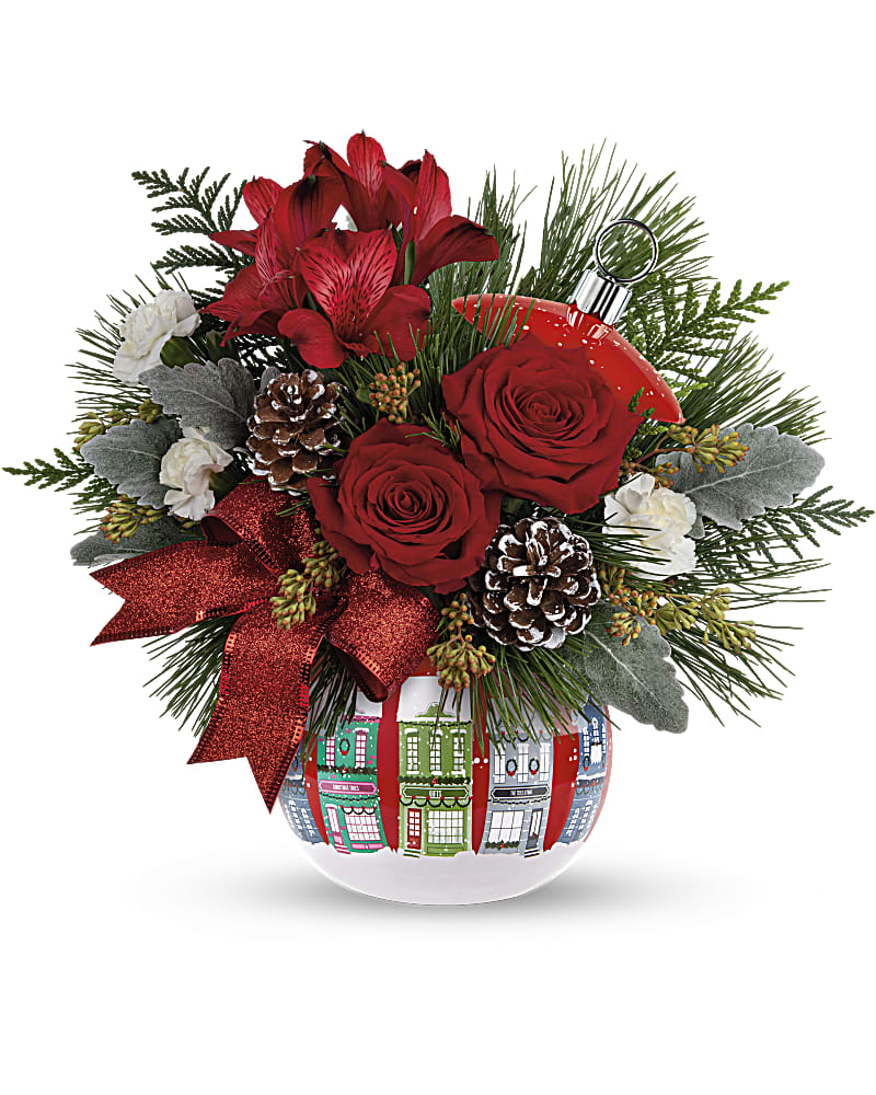 Teleflora's Festive Holiday Houses Bouquet